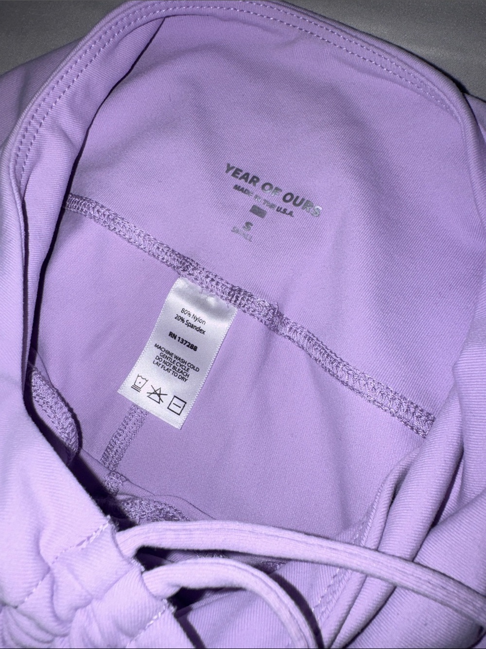 Year of Ours Ruched Drawstring Leggings — Lavender & Light Blue - Picture 5 of 8